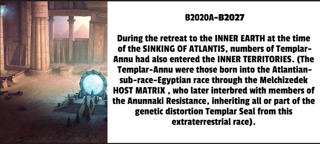 During the retreat to the INNER EARTH at the time of the SINKING OF ATLANTIS, numbers of Templar-Ann