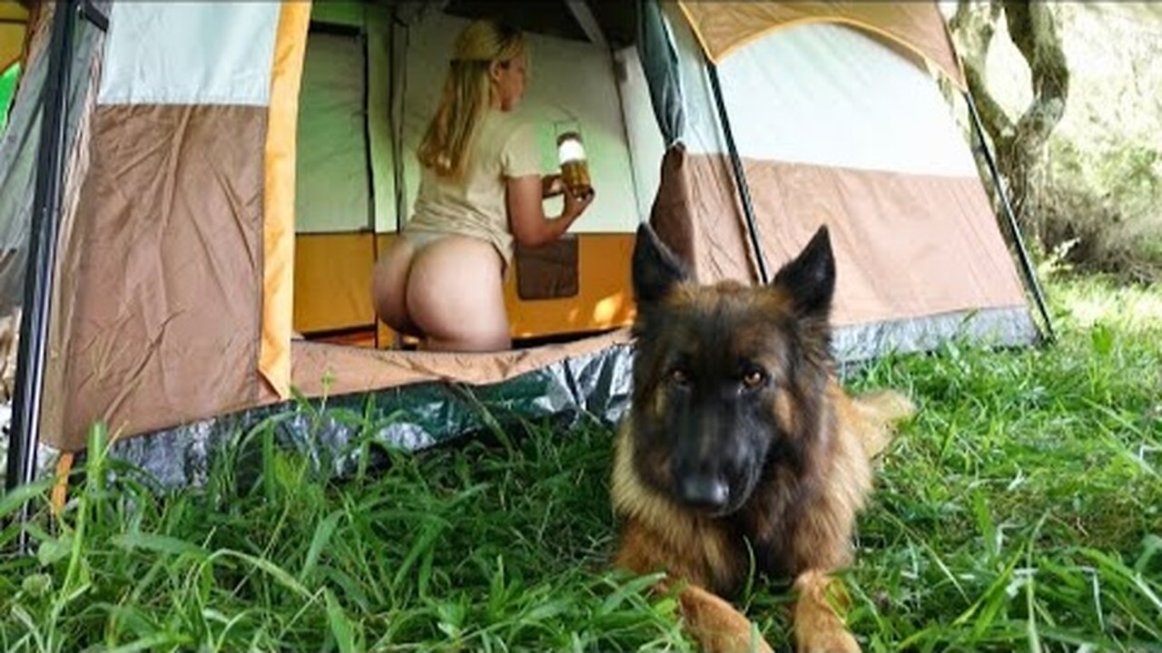 Brazilian girl camping and relaxing in nature