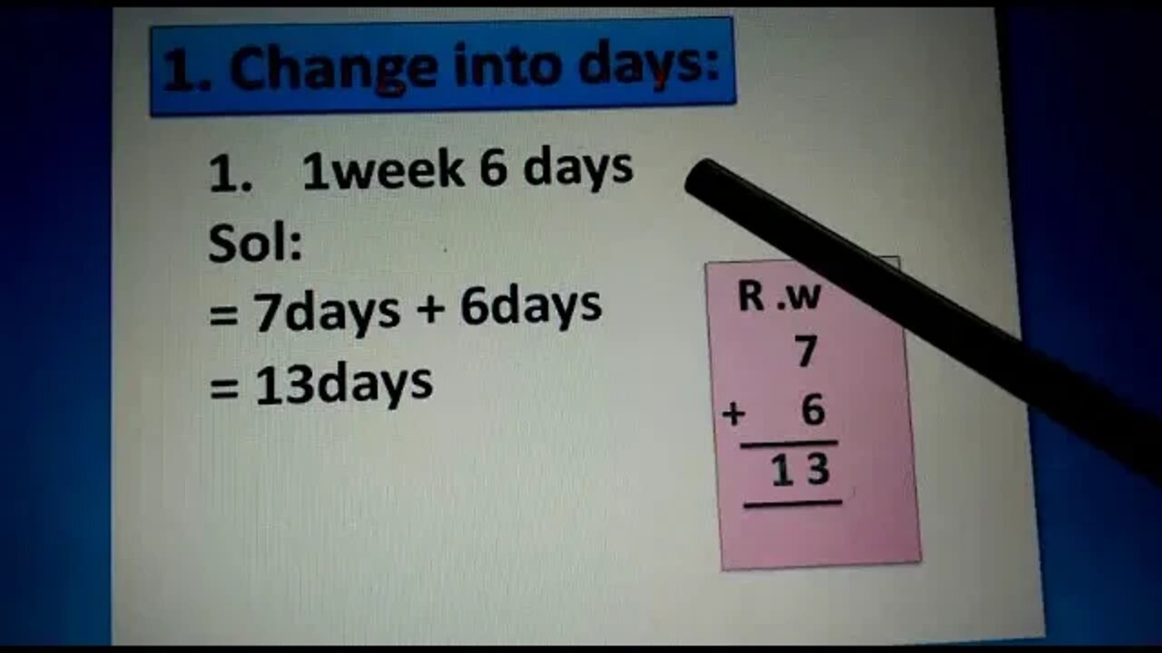 CLASS 3 MATHS B WEEK & DAYS PART 1