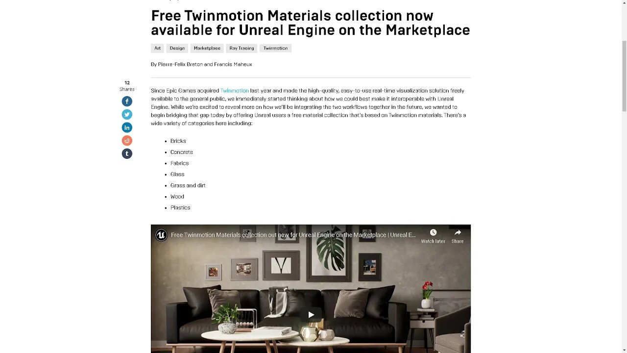 2020 Unreal Engine Twin motion FREE Architectural assets