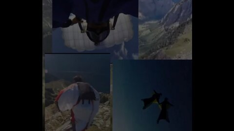 extreme wingsuit jump on a beautiful rock cliff