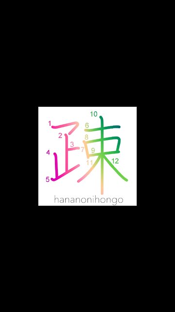 疎 - alienation/neglect/to shun/ostracise - Learn how to write Japanese Kanji 疎 - hananonihongo.com
