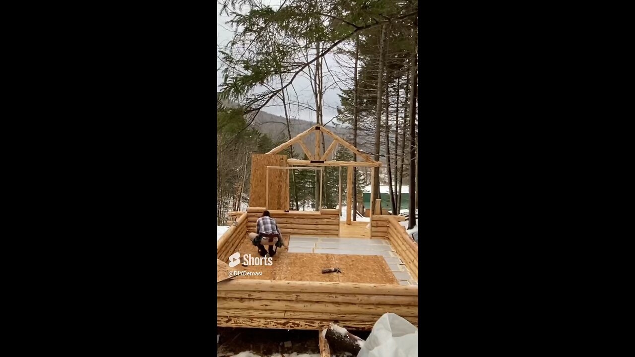 Subfloor two-step!🙄 #logcabin #logcabinbuild