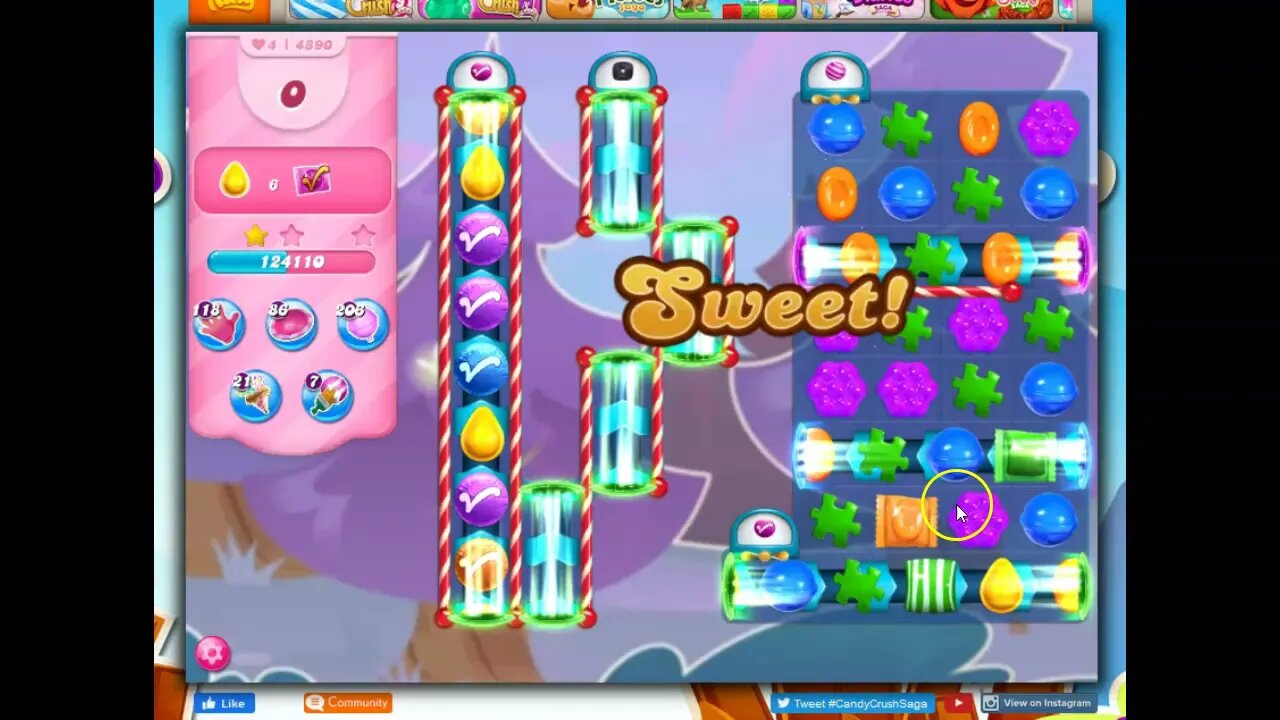 Candy Crush Level 4890 Talkthrough, 22 Moves 0 Boosters