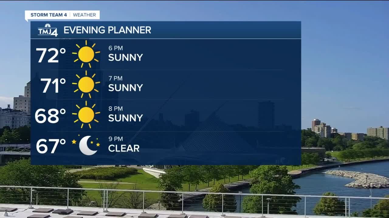 Clear Wednesday evening with lows in the 50s