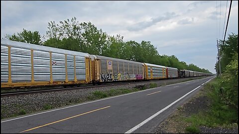 Very Long 560 Axle CSX Van Train On The Ex NYC Main East Of Minoa NY