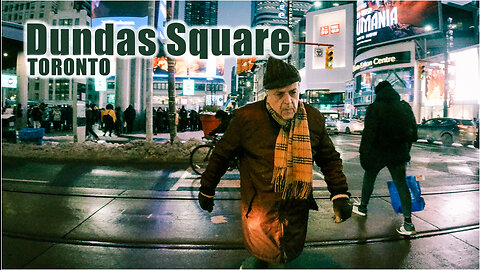 Dundas Square - Ukrainians gather for march - Toronto Feb 24 2023