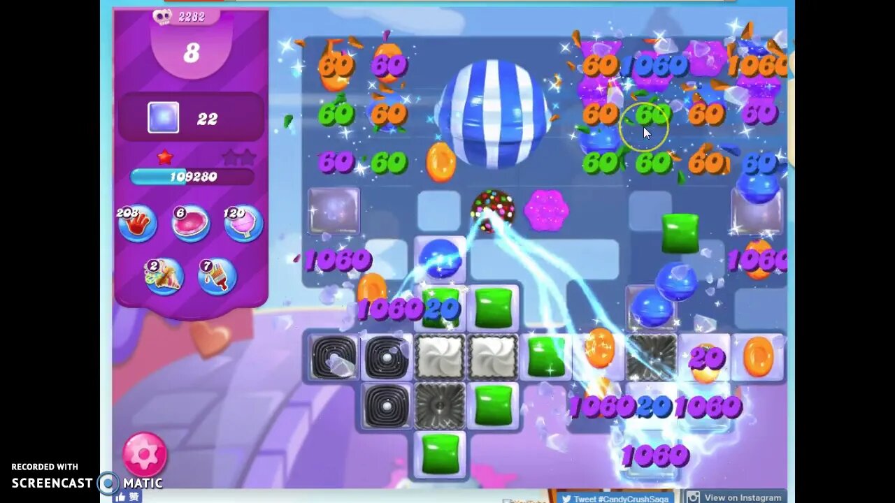 Candy Crush Level 2282 Audio Talkthrough, 1 Star 0 Boosters
