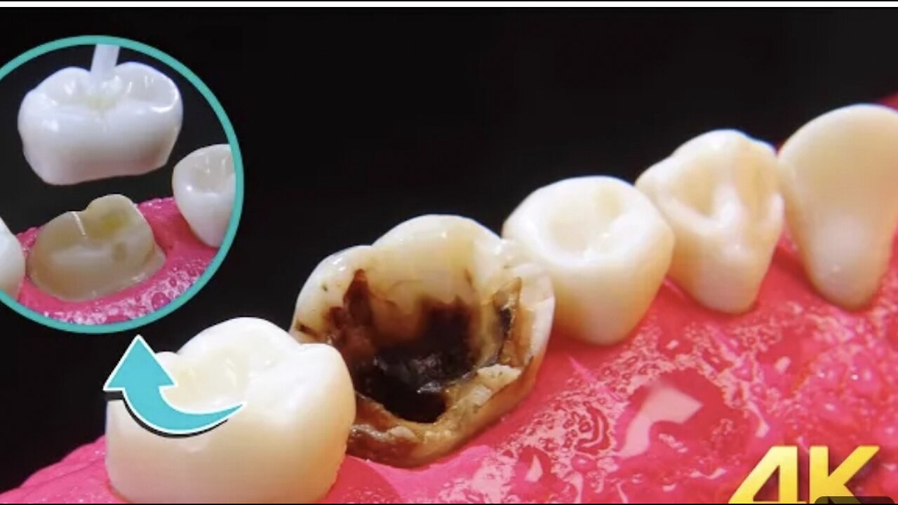 Amazing Tooth Decay restoration: of Crown in 4k