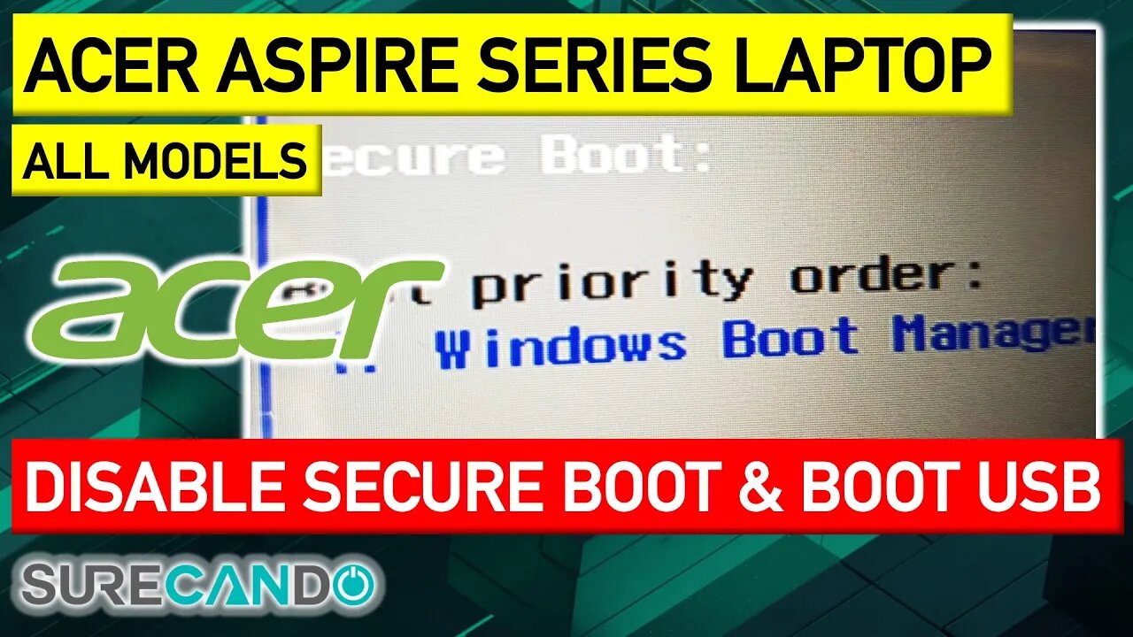 Acer Laptop How to Disable Secure Boot and Boot from USB Windows Linux External Device ASPIRE SPIN