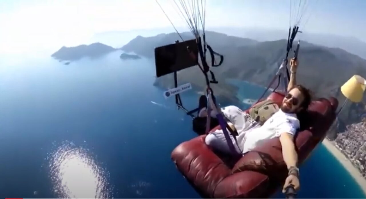 this guy decided to take his entire living room and put it up high in the sky