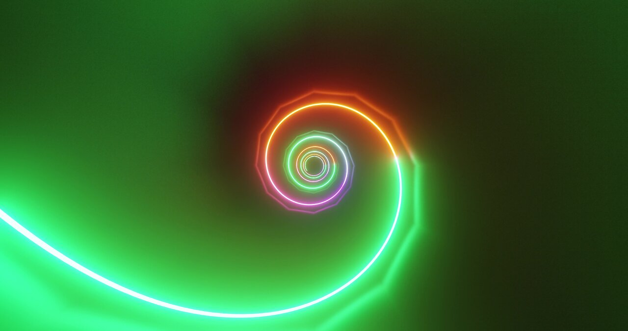 👍 colorful neon spiral tunnel [vj loop screensaver 4k free]