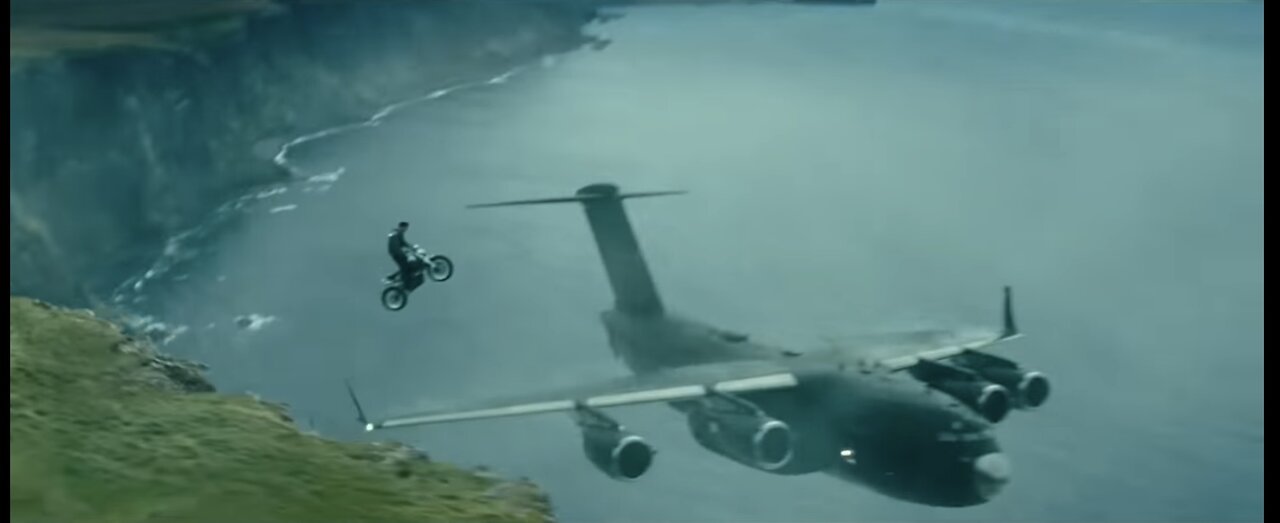 Infinite (2021) jumping onto an airplane scene