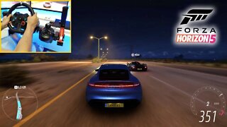 FORZA HORIZON 5 Gameplay 4k - PORSCHE TAYCAN TURBO S 385 KM/H (Steering Wheel + Shifter)