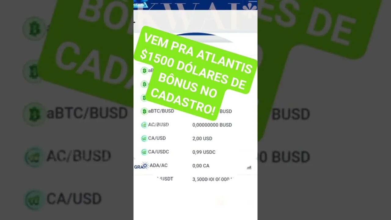 ATLANTIS ESTÁ DANDO $1500 DE BÔNUS NO CADASTRO