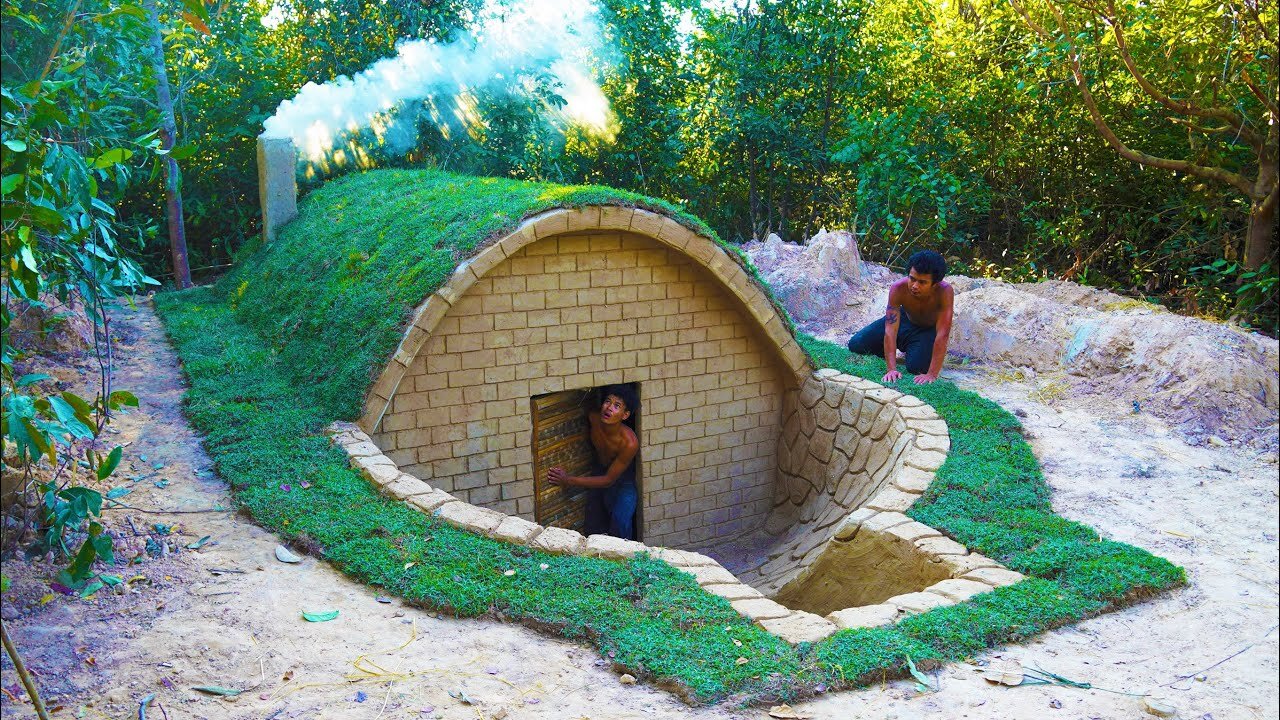 45Days Building Underground House with Decoration Underground Living Room