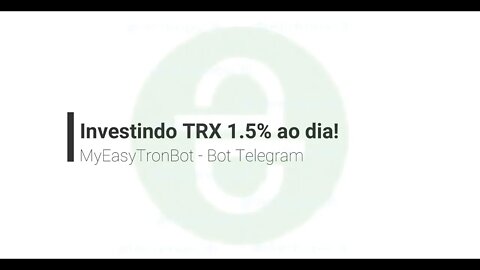 Mineradora - BOT telegram - Investi 50 TRX - Pagando revisão 12 de abril de 2021
