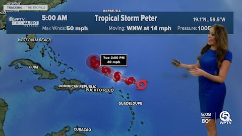 Tropical Storms Peter, Rose churn in Atlantic Ocean