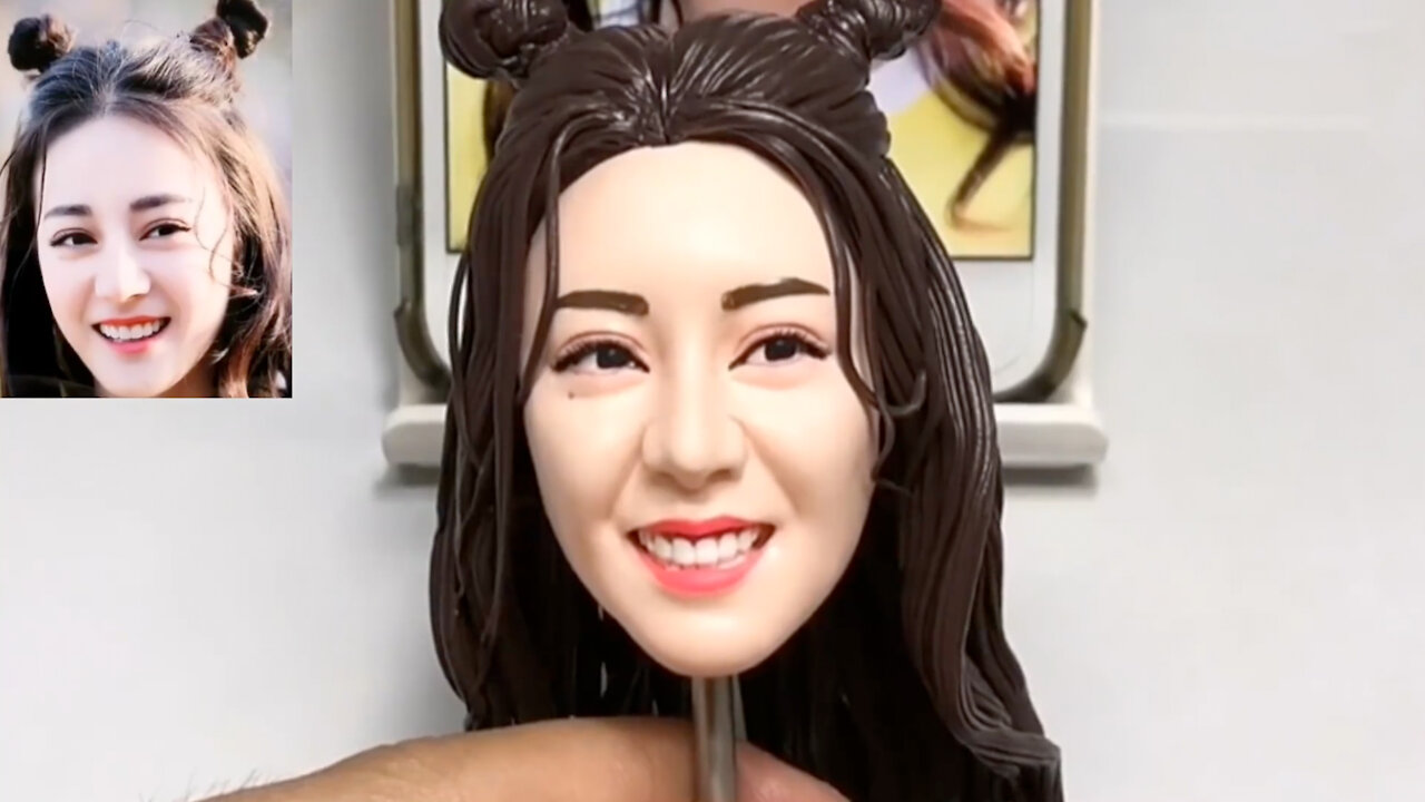 Realistic Beautiful woman made from polymer clay