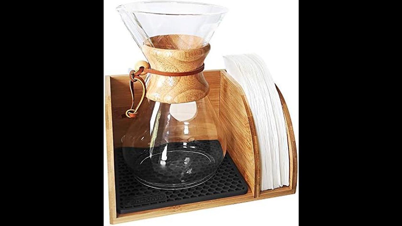 HEXNUB – Caddy and Lid for Chemex Coffee Makers, Bamboo Stand fits Collar Handle Chemex, Bodum,...