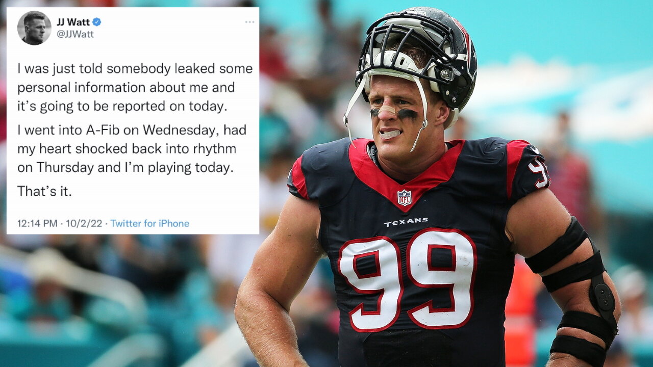 NFL legend JJ Watt suffered heart arrhythmia on 28 Sep. 2022. Had heart shocked back into rhythm