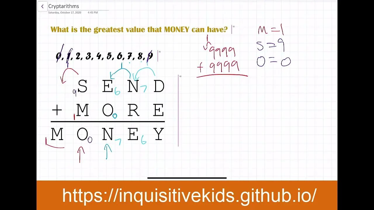 Cryptarithms - SEND + MORE = MONEY