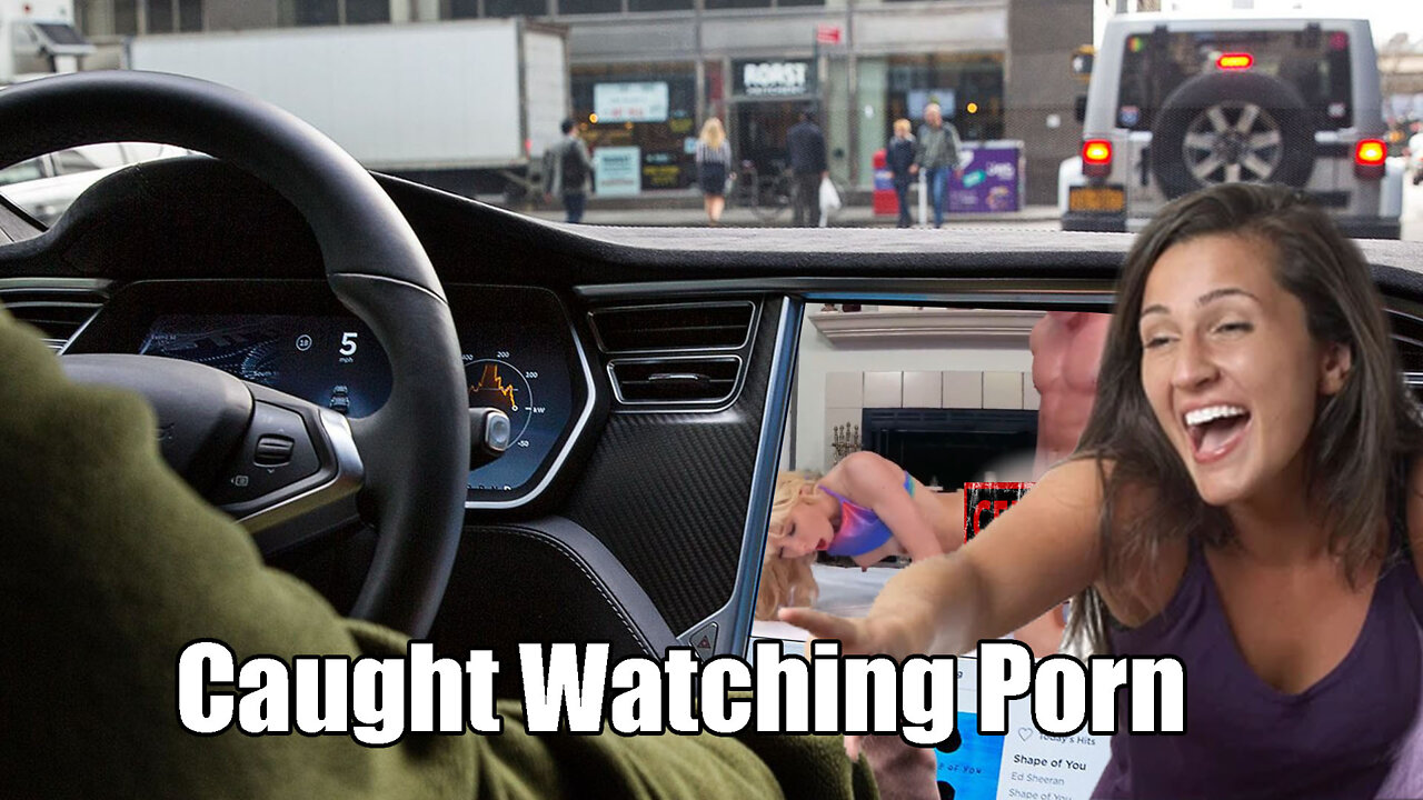 British Man Watches Porn📺 On Tesla🚗 Touch Screen In Traffic Jam