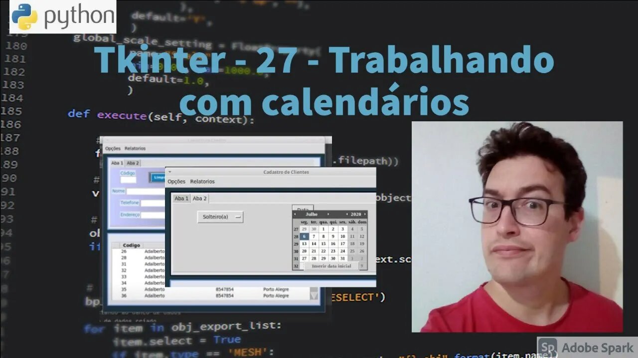Curso Tkinter - Aula 27 - Trabalhando com calendários - Python
