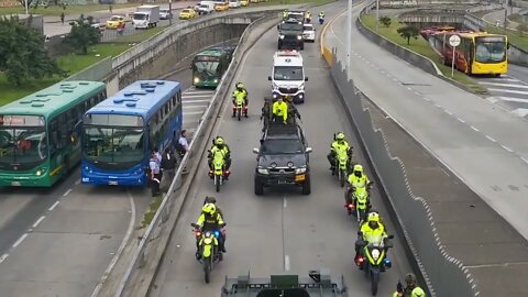THE MOTOR BLOCKADE OF ONE OF THE WORLDS NOTORIOUS CRIME CARTEL BOSSES, BEING TRANSPORTED TO THE US