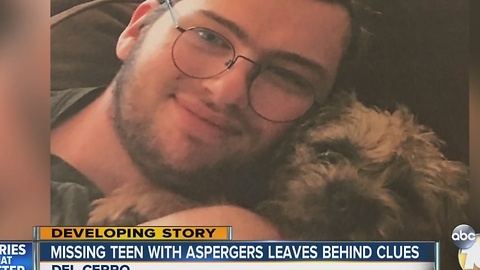 Missing teen with Aspergers leaves behind clues