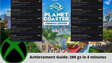 Planet Coaster Console Edition on Xbox! 280gs Achievement Guide in 4 minutes!