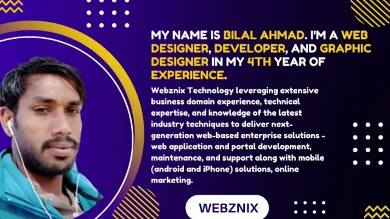 Web Designer Developer Bilal Ahmad Freelancer introduction Video