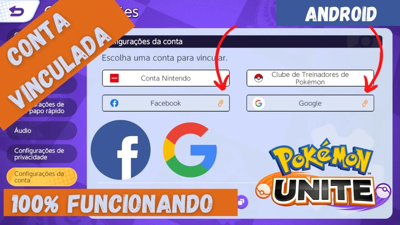 POKÉMON UNITE VINCULADO A CONTA FACEBOOK E GOOGLE