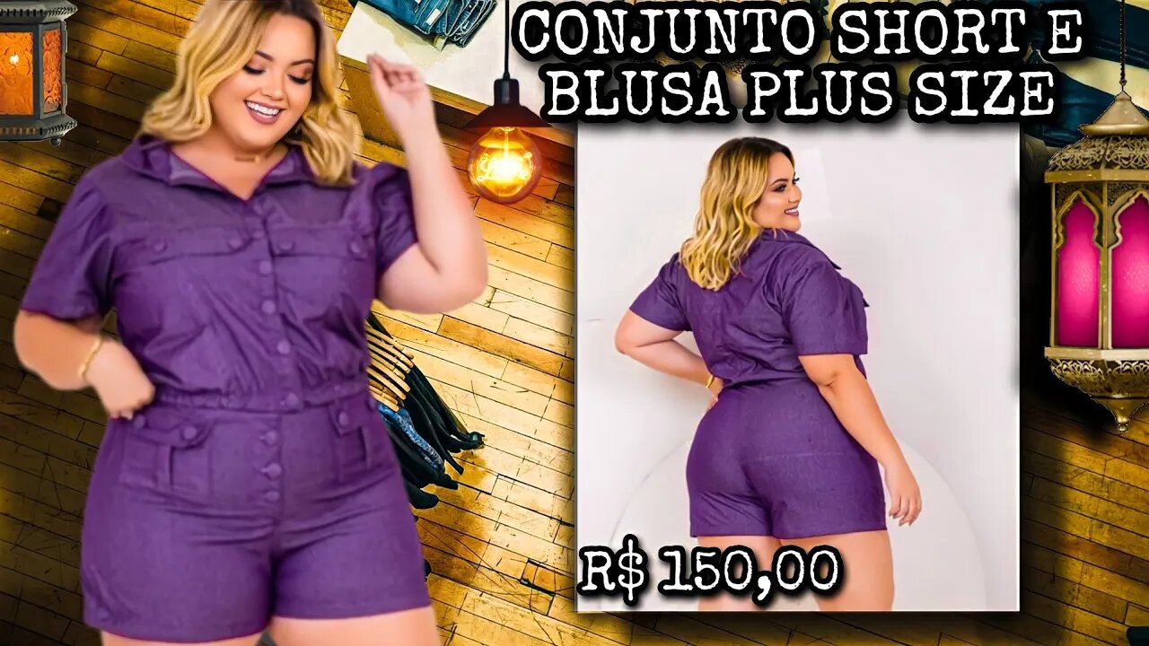 🛑CONJUNTO SHORT E BLUSA COM LYCRA PLUS SIZE