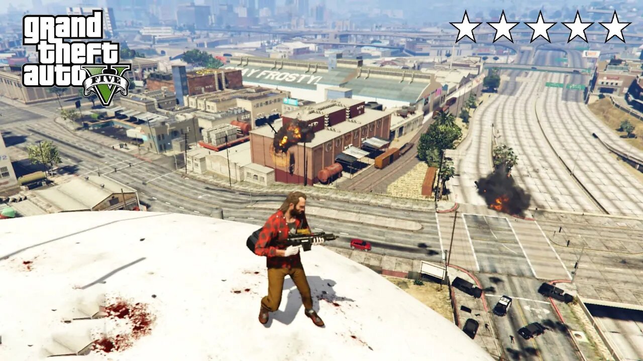 GTA 5 - Trevor's FIVE STAR COP BATTLE At A WATER TOWER (GTA V Funny Moments)