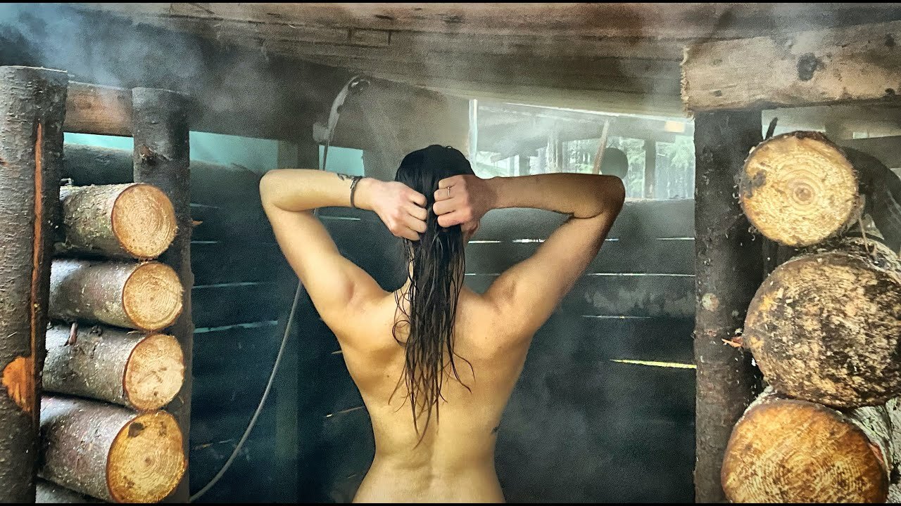 HOT WATER SHOWER from FOREST LOGS & TREES | Outdoor Shower | Bushcraft & Living