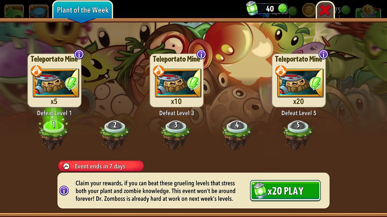 Plants vs Zombies 2 - Plant of the Week - Teleportado Mine - November 2024