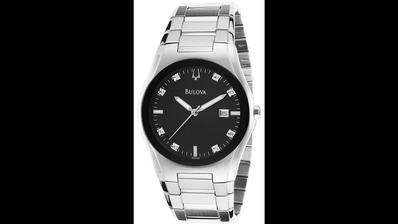 Bulova Men's 96D104 Black Dial 8 Diamonds Bracelet Watch