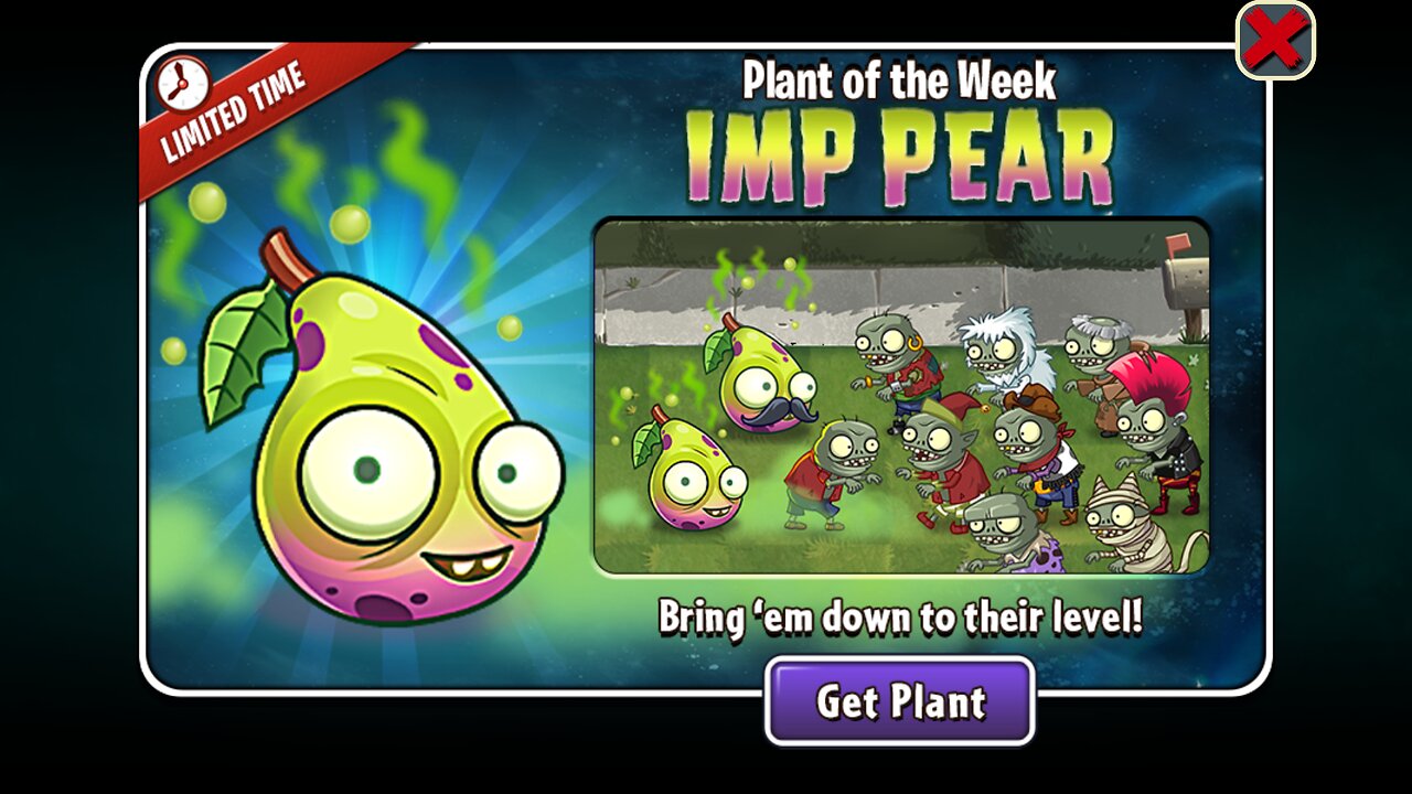 Plants vs Zombies 2 - Penny's Pursuit - Gem Plant Showcase - Mega Gatling Pea - July 2023