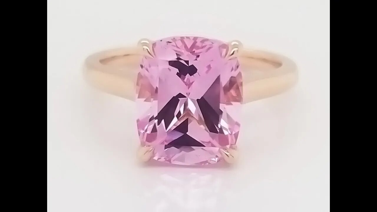 Gorgeous 18k Rose Gold Custom Solitaire Ring With Chatham Pink Champagne Sapphire Center