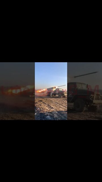 Russian Multiple Launch Rocket System BM-21 "Grad" Hits Ukrainian Positions