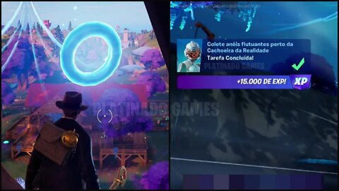 COLETE ANEIS FLUTUANTES PERTO DA CACHOEIRA DA REALIDADE - FORTNITE