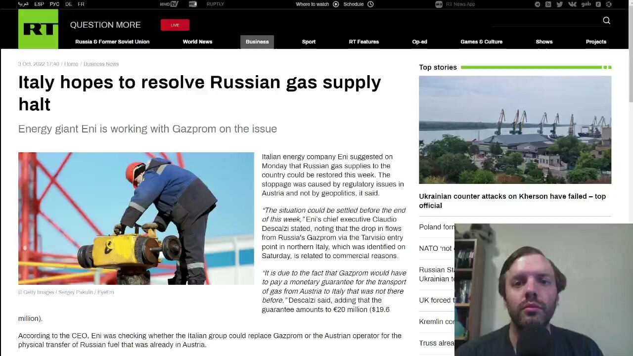 Italy hopes to resolve Russian gas supply halt by end of week