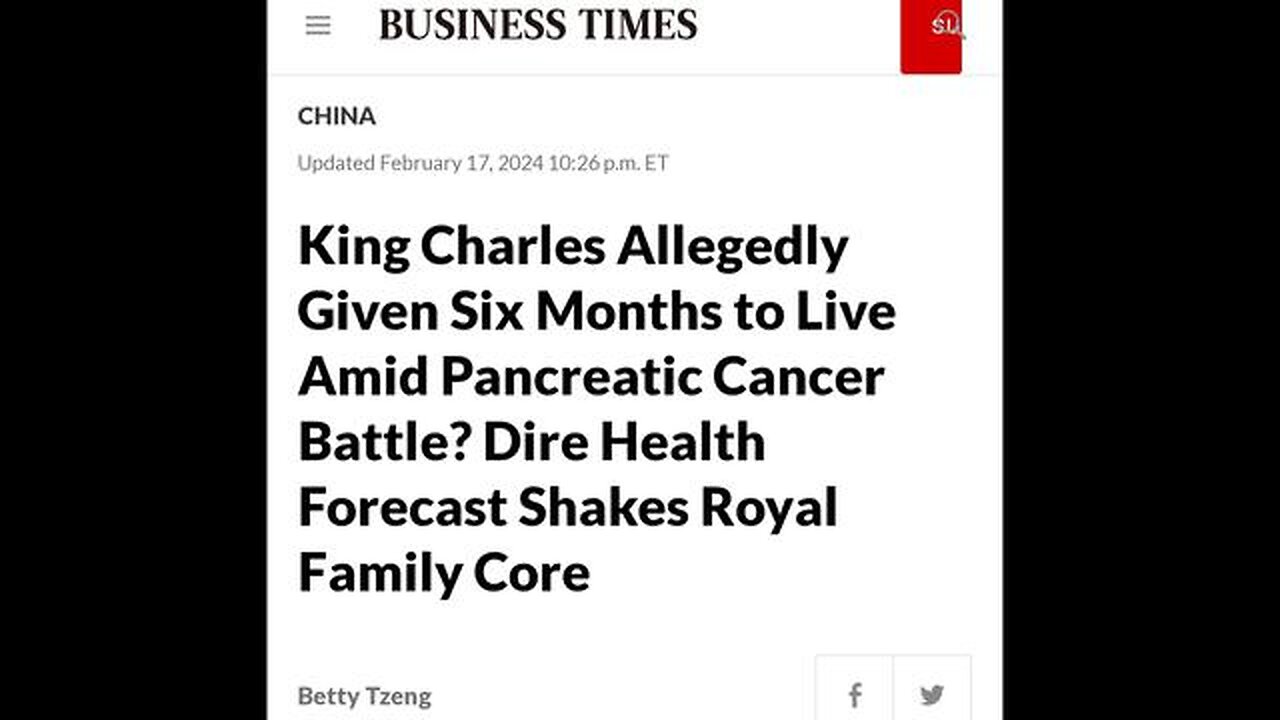 King Charles given Six Months to live...