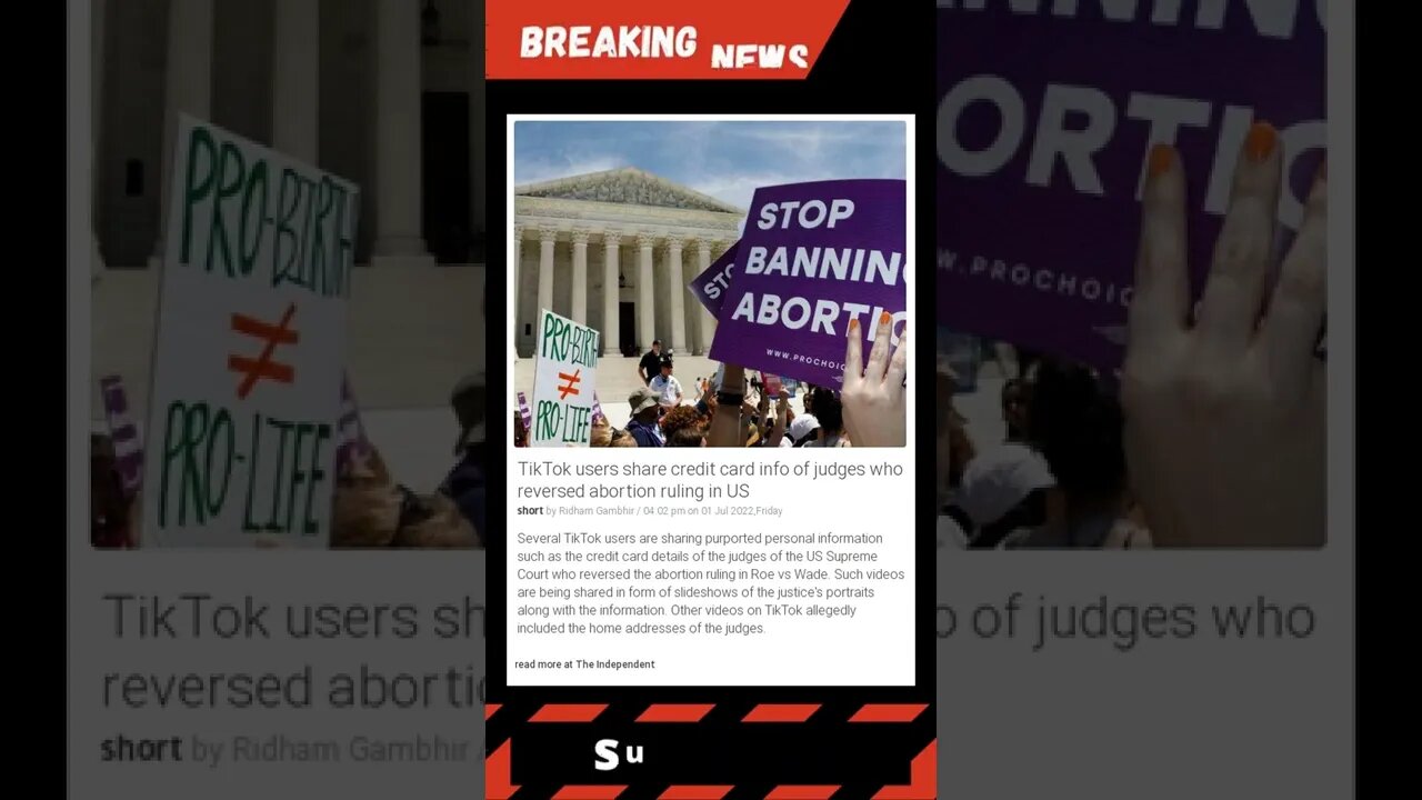 TikTok users share credit card info of judges who reversed abortion ruling in US #shorts #news