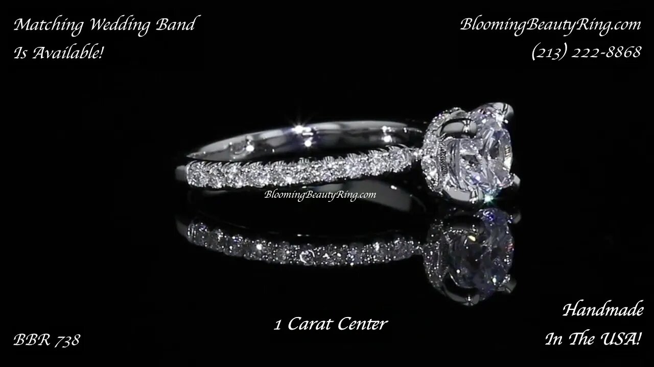 BBR 738 Hidden Halo Diamond Engagement Ring Handmade In The USA