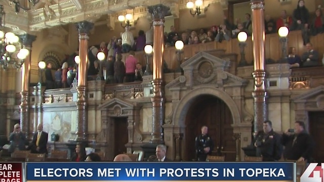 Electors met with protests in Topeka