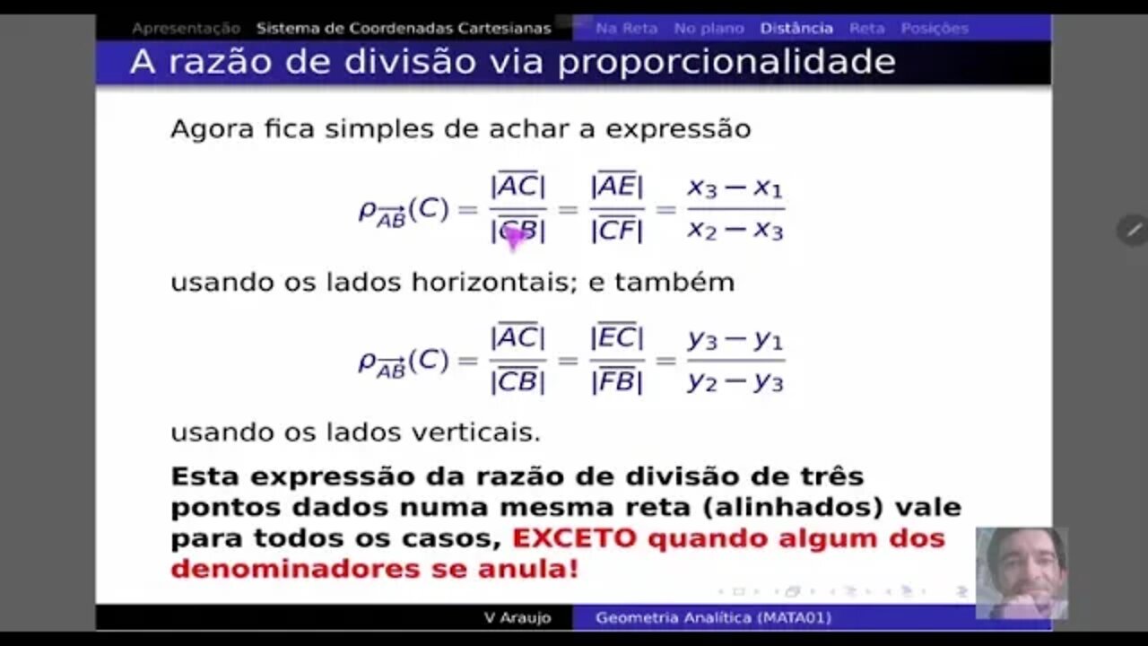Geometria Analítica: Razão de divisão de um segmento por um ponto