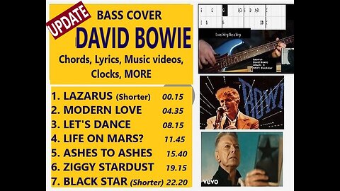 Bass cover David BOWIE _ Chords real-time, Lyrics, Videos, MORE