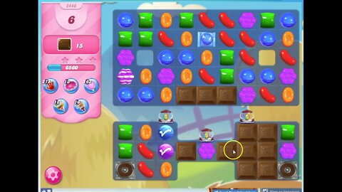 Candy Crush Level 2446 Audio Talkthrough, 1 Star 0 Boosters